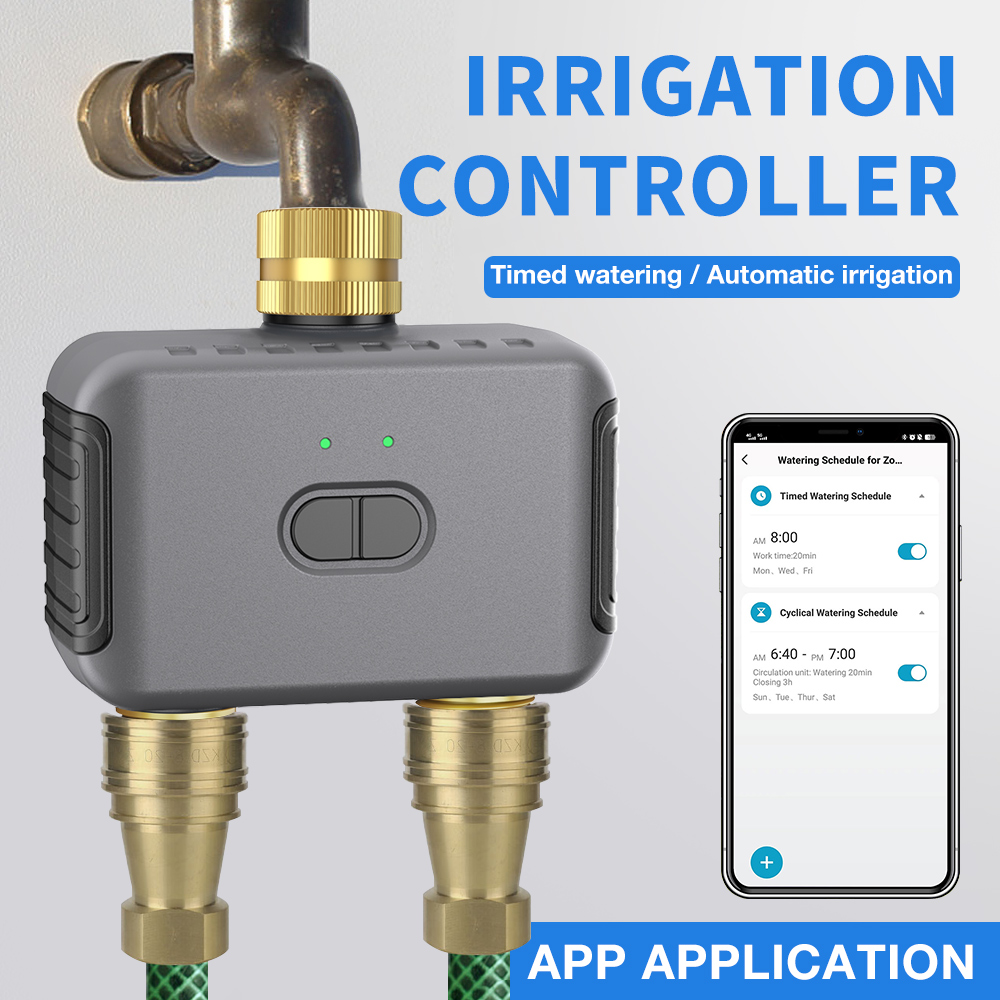 Smart Garden Water - Tuya-temporizador de riego de 2 zonas,